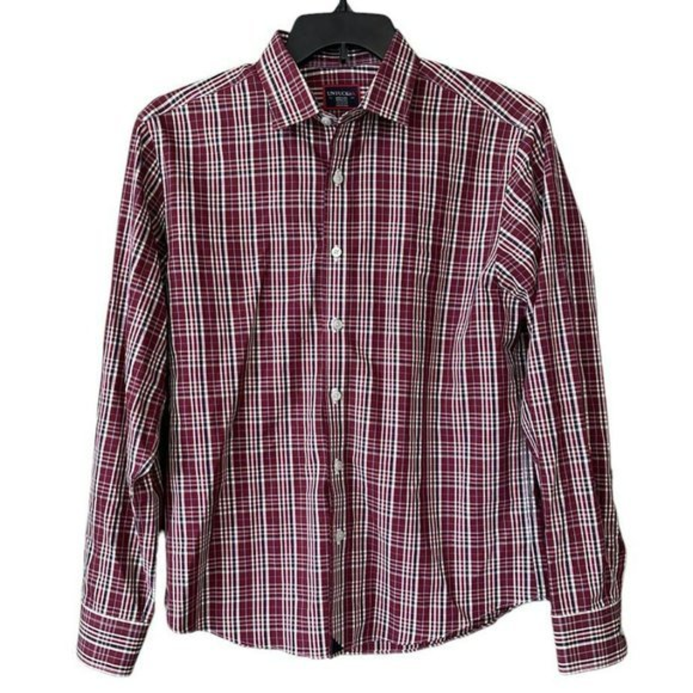 unTUCKit Red Plaid Long Sleeve Button Up Shirt Mens M
